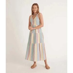 Marine Layer Women Corinne Maxi Dress Rainbow Gauzy Coastal Tiered Relaxed Small